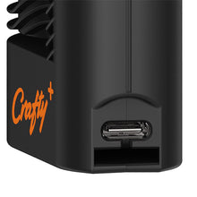 Close-up of the Storz & Bickel Crafty+ Vaporizer USB-C Charger, showing "Crafty+" in orange text and the USB-C charging port at the bottom.