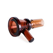 The Gear Premium 14mm XL Blaster Cone Glass Bowl Slide, made of brown borosilicate glass with a handle, is shown against a white background.
