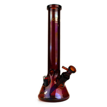 The Gear Premium 15" Sidekick (Beaker) Water Pipe is a tall, translucent dark red bong with a durable borosilicate glass beaker base, angled mouthpiece, and 14mm bowl, shown upright on a white background.