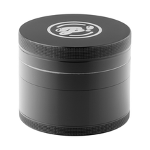 The BIGFUN! XL Grinder is a black, cylindrical aluminum grinder with a textured grip, diamond-shaped teeth, and a white logo on the lid, shown against a white background.