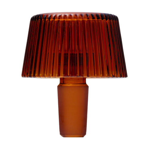 The NWTN Home Deco Bowl 14mm is crafted from amber-hued borosilicate glass, featuring a ribbed conical shade and solid cylindrical base, showcased against a plain white background.