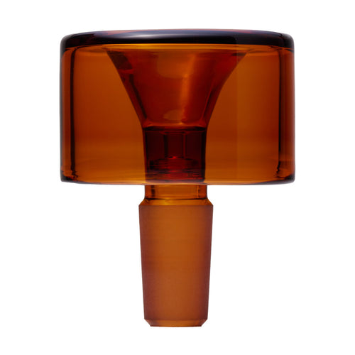 The NWTN Home Vesper Bowl Slide 14mm is a translucent amber borosilicate glass stopper with a cylindrical top and frosted tapered base, perfect as a replacement bowl for your Vesper Gravity Bong.