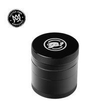 The BIGFUN! Small Grinder, featuring a textured grip and white logo on its aluminum lid, rests on a white background. A "Tested and Approved" badge appears in the corner, highlighting its efficient pollen sift design.