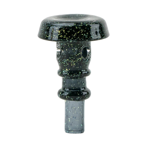 The Empire Glassworks Peak Pro 3DXL Joystick Cap is a dark borosilicate glass accessory with gold speckles, a rounded top, short stem, cylindrical base, and flared top—uniquely designed for your Puffco Peak Pro.