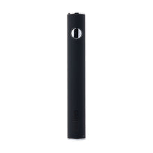The Cartisan Button VV 900 Dual Charge (USB-C) 2G is a black cylindrical 510-threaded vape pen featuring a silver button near the top, shown upright against a white background.