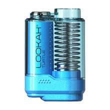 The Lookah Turtle Vaporizer 510 Thread Battery is a blue device with a transparent case showing its metal coil and components, labeled LOOKAH TURTLE. It supports 510 tanks and offers variable voltage for customized vaping sessions.