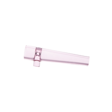 The MJ Arsenal Chillum is a translucent, light pink glass pipe featuring a rectangular mouthpiece and a small side bowl, shown on a white background.