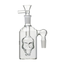 The 14mm Skull Ash Catcher features a striking skull design in clear glass with a vertical mouthpiece and your choice of a 45° or 90° angled joint, perfect for upgrading your water pipe.