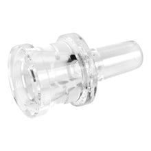 The Gear Premium 14mm XL Sugar Barrel Glass Bowl is a clear, cylindrical glass bowl with a wide base and tapered end, designed as an adapter or connector for 14mm water pipes or bongs, commonly used in medical or laboratory setups.