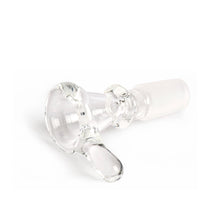 The Gear Premium 14mm Thumper Cone Bowl Slide is a clear borosilicate glass bong bowl with a handle, designed as a removable part for 14mm water pipes or bongs, shown on a white background.