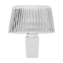 The NWTN Home Deco Bowl 14mm is a modern table lamp featuring a ribbed transparent borosilicate glass shade and a solid white rectangular base, shown against a white background.