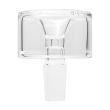 The NWTN Home Vesper Bowl Slide 14mm is a clear borosilicate glass adapter with a wide, cylindrical top and frosted tapered base, designed as a replacement bowl for laboratory setups or Vesper Gravity Bong use. Features smooth lines and transparent finish.