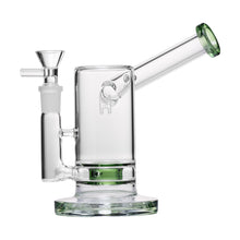 The Human Grade 6" Sidecar Bubbler features borosilicate glass, a green rim, and a 14mm flower bowl for smooth, flavorful hits.