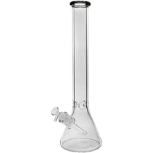 The Glassic Beaker Bong with Color Lip (7mm, 14" or 18") features a clear beaker design, straight neck, removable downstem, and bowl piece, displayed against a plain white background.