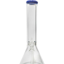 A close-up of the Glassic Beaker Bong with Color Lip | 7mm | 14" or 18", featuring a blue-rimmed mouthpiece, shown against a white background.