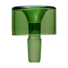 The NWTN Home Vesper Bowl Slide 14mm is a green borosilicate glass stopper with a cylindrical top and tapered frosted bottom, shown against a white background. Perfect as a 14mm replacement bowl for your Vesper Gravity Bong.