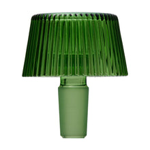 The NWTN Home Deco Bowl 14mm is a modern green table lamp made from borosilicate glass with a ribbed, pleated shade and smooth cylindrical base, displayed against a white background.