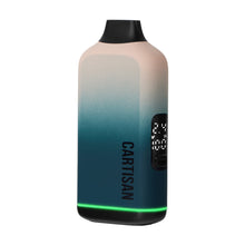 A gradient blue and beige handheld electronic vaping device labeled Veil Bar NEO, featuring a small digital display and a green LED light around the base.