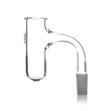 The MJ Arsenal Premium Full Weld Cold Start Quartz Banger (Drip) is a clear, cylindrical quartz banger with a bent neck and frosted joint, perfect for pure dabbing with your favorite dab rig or water pipe.