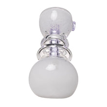 The Frit Hammer Bubbler is a clear glass piece with a rounded base, bulbous top, and circular ridges at the center, shown against a white background.