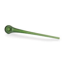 The Grav Sandblasted Gandalf is a green hand pipe with a sandblasted, matte finish, a rounded bowl, and a straight slender stem. GRAV is embossed near the bowl for a stylish, modern look.