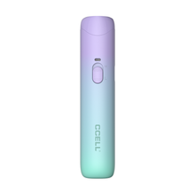 The CCELL Go Stik Battery features a pastel gradient design fading from lavender to teal, a slider switch marked H and L, and the “CCELL” brand name printed vertically near the bottom.