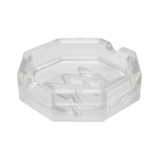 The MJ Arsenal Pegasus Ashtray features a clear octagonal design with grooves for cigarettes, combining elegance and function—perfect for refined settings. Displayed on a plain white background.