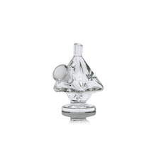 The MJ Arsenal King Bubbler is a clear borosilicate glass piece with a conical shape, rounded base, and angled side opening, designed as a blunt bubbler and photographed on a white background.