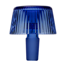 The NWTN Home Deco Bowl 14mm features blue borosilicate glass with a ribbed, flared top and solid cylindrical base—perfect as a 14mm replacement bowl. Shown against a white background.