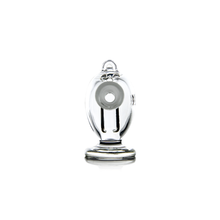The MJ Arsenal The Martian® Original Blunt Bubbler™ is a clear glass piece shaped like a vintage diving helmet, with a circular center opening and round base, designed for superior water filtration against a white background.