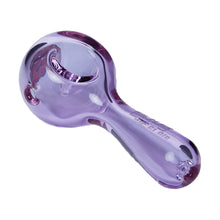 The Ric Flair Drip Spoon Pipe is a translucent, light purple borosilicate glass pipe with a rounded bowl and flat base, designed for smoking.