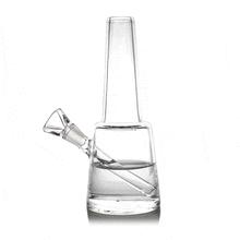 The MJ Arsenal Summit Bong is a clear borosilicate glass bong with a wide, stable base, slanted mouthpiece, and water filtration using a small amount of water at the bottom. Shown on a white background.