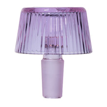 The NWTN Home Deco Bowl 14mm is a modern table lamp featuring a ribbed, translucent purple borosilicate glass shade and a frosted glass base, shown against a plain white background.