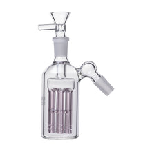 The Jellyfish Glass Ash Catcher 14mm (45/90 degree) features a clear percolator with multiple vertical slits for enhanced water filtration—perfect for smoother, cleaner hits and compatible with angled joints.