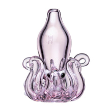 The Octopus Carb Cap is crafted from borosilicate glass in a swirling octopus shape with a smooth, reflective surface and translucent light purple color—ideal for use as a dab accessory.