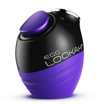The Lookah Egg Vaporizer 510 Thread Battery is a black and purple, egg-shaped device standing upright on a white background. It features a purple angled cap and metallic opening, indicating its variable voltage battery for 510 tanks.