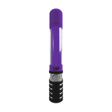 The Penjamin Danksaber 510 Thread Cartridge Vaporizer by Smyle Labs is a purple and black cylindrical vape pen with a clear section, front button, and "Smile" above it—designed to resemble a cartridge lightsaber.