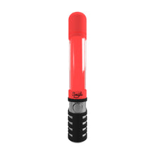 The Penjamin Danksaber 510 Thread Cartridge Vaporizer by Smyle Labs is a red and black handheld device with a clear middle, a button on the handle, and "Smile" near the top—resembling a cartridge lightsaber in look and function.
