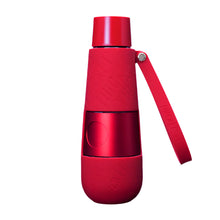 The Thicket V2 Water Pipe features a textured surface, leak-proof design, detachable strap, and secure lid in red, isolated on a white background.