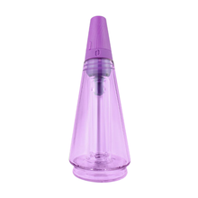 A translucent purple, cone-shaped Puffco Peak Travel Glass with a screw-on cap stands upright on a white background.
