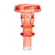 The Empire Glassworks Peak Pro 3DXL Joystick Cap is a translucent pink borosilicate glass accessory featuring a wide rim and two circular side indents, shown upright against a white background.