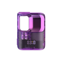 The CCELL Stylo 510 Thread battery is a small, rectangular, purple device with a transparent casing, open slot, and digital display showing 0.8V and a battery icon—demonstrating its variable voltage feature—on a white background.