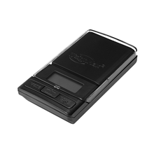 The WeighMax Scales features a black casing, three buttons, and a back-lit LCD display. It offers precise digital measurements with up to 750g capacity and is shown on a white background.