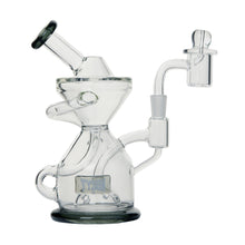The Tyson Knockout Dab Rig is a clear borosilicate glass water pipe featuring a unique angular design, side handle, attached domed right chamber, dark-accented base and mouthpiece, and a small Tyson 2.0 logo on the front.
