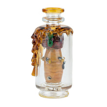 The Empire Glass Works Save the Bees Peak Top is a clear borosilicate glass piece with a honeycomb drip effect, bee accents, a swirled honey centerpiece, and colored details—a stunning handcrafted art addition to your collection.