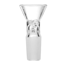 The Human Grade Standard Glass Bowl Slide 10mm/14mm is a clear borosilicate bowl with a frosted base, wide top, and tapered design for a secure fit in 14mm water pipes. Removable and efficient for your setup.