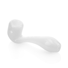 The Grav Classic Sherlock is a white, glossy glass pipe with a curved stem and rounded bowl, displayed on a plain white background.