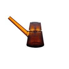 The NWTN Home Deco Bubbler is a modern borosilicate glass carafe featuring vertical grooves, a conical base, and long spout—evoking Art Deco elegance—displayed on a plain white background.