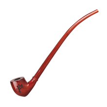 The Lord Of The Rings Pipes is a long, curved wooden churchwarden pipe with a small reddish-brown polished bowl and black decorative logo—ideal for fans wanting an authentic Lord of the Rings smoking experience.