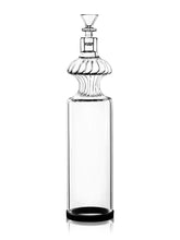 The GRAV® Monarch Gravity Bong, made from clear borosilicate glass with a round sculpted neck, flared base, and matching pyramid-shaped stopper, stands upright on a plain white background.